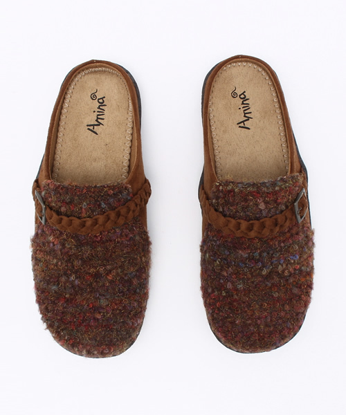 チャイハネ（チャイハネ）の「【チャイハネ】ミックスヤーン三つ編みベルト付きスリッポン（スリッポン・レディース・ブラウン・LARGE）」の9枚目の写真