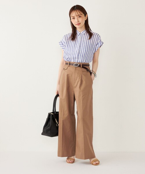 SHIPS Colors(シップス カラーズ)の「SHIPS Colors:〈手洗い可能〉コットンリネン フラップポケット ワイドパンツ(その他パンツ・レディース・キャメル/ネイビー/ライトブルー・SMALL/MEDIUM)」の21枚目の写真