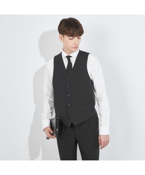 SUIT SELECT（スーツセレクト）の「【結婚式・セレモニー・イベント対応可】【通年】リバーシブルジレ（ベスト）/ブラック＆グレー（スーツベスト・メンズ・ブラック・Y4/A4/A5/A6/AB5/AB6/BB5/BB6/Y5/Y6）」の10枚目の写真