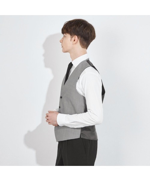 SUIT SELECT（スーツセレクト）の「【結婚式・セレモニー・イベント対応可】【通年】リバーシブルジレ（ベスト）/ブラック＆グレー（スーツベスト・メンズ・ブラック・Y4/A4/A5/A6/AB5/AB6/BB5/BB6/Y5/Y6）」の8枚目の写真