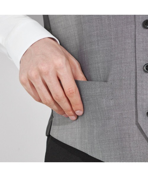 SUIT SELECT（スーツセレクト）の「【結婚式・セレモニー・イベント対応可】【通年】リバーシブルジレ（ベスト）/ブラック＆グレー（スーツベスト・メンズ・ブラック・Y4/A4/A5/A6/AB5/AB6/BB5/BB6/Y5/Y6）」の5枚目の写真