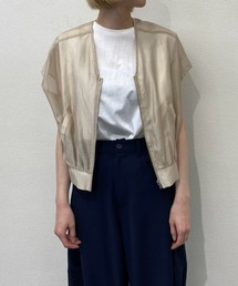 Audrey and John Wad（オードリーアンドジョンワッド）の「フレンチスリーブシアージップブルゾン-洗濯機洗い可-（ブルゾン）」