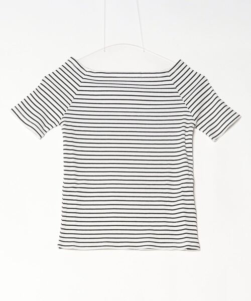 Per sist ence(パーシエンス)の「ボーダーリブオフショルトップス(Tシャツ/カットソー・レディース・アイボリー/ブラック/ブラウン/オフホワイト・FREE)」の20枚目の写真
