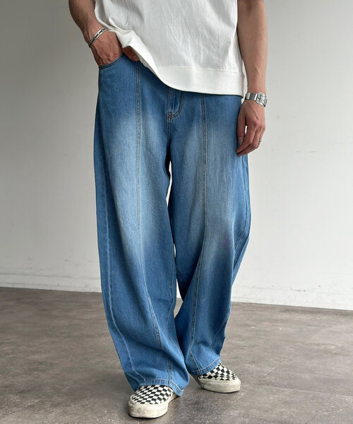 CPCM（シーピーシーエム）の「綿麻センターシームライトデニム（デニムパンツ・レディース・ブルー/インディゴブルー/ブラック・MEDIUM/LARGE）」の3枚目の写真