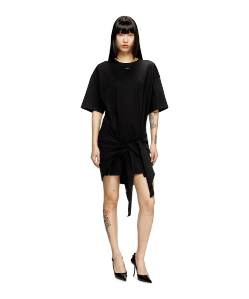 ワンピース DIESEL BLACK COTTON D-EIVOR DRESS ウィメンズ カットソードレス D-EIVOR(ワンピース)|DIESEL