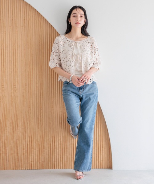 LOWRYS FARM(ローリーズファーム)の「クロシェ2WAYカーディガン 499228(カーディガン/ボレロ・レディース・イエロー/アイボリー/ブラック・FREE)」の4枚目の写真