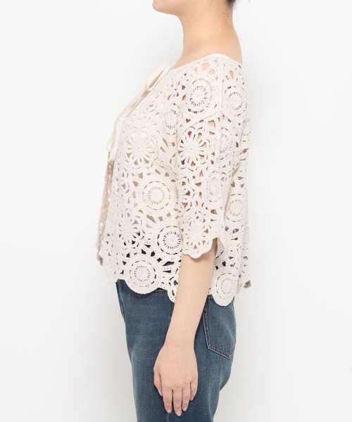 LOWRYS FARM(ローリーズファーム)の「クロシェ2WAYカーディガン 499228(カーディガン/ボレロ・レディース・イエロー/アイボリー/ブラック・FREE)」の14枚目の写真