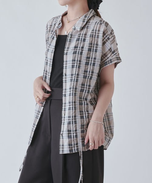 Lui's（ルイス）の「ドロスドチェックシャツ（シャツ/ブラウス・レディース・ベージュ/ネイビー・FREE）」の19枚目の写真