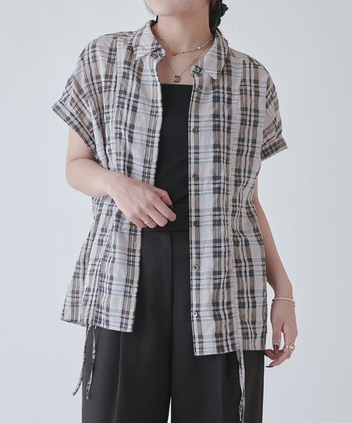 Lui's（ルイス）の「ドロスドチェックシャツ（シャツ/ブラウス・レディース・ベージュ/ネイビー・FREE）」の20枚目の写真