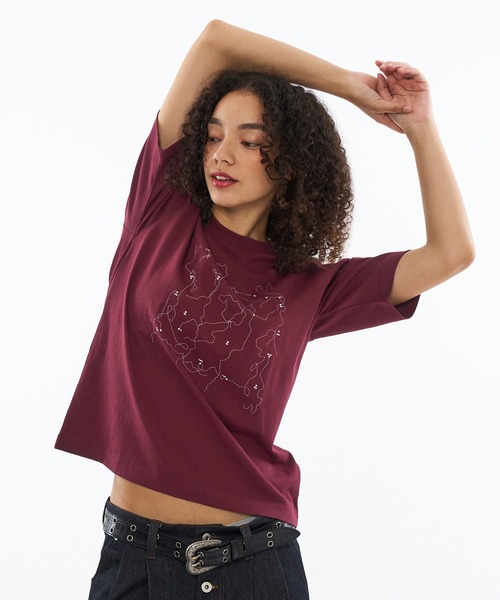 WISH FOR EVER(ウィッシュフォーエバー)の「MAP PRINT SHORT T / マッププリントショートTシャツ(Tシャツ/カットソー・メンズ・バーガンディー/グレー/オフホワイト/ネイビー・X-SMALL/MEDIUM/LARGE)」の17枚目の写真