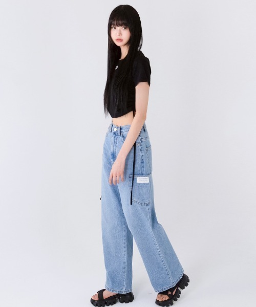 muahmuah（ムーアムーア）の「A'GEM/9 × .kom 『muah muah/ムーアムーア』STRING SILKET LOGO HALF T-SHIRT/ストリング シルケットロゴ半袖Tシャツ（Tシャツ/カットソー・レディース・ホワイト/ブラック・FREE）」の12枚目の写真