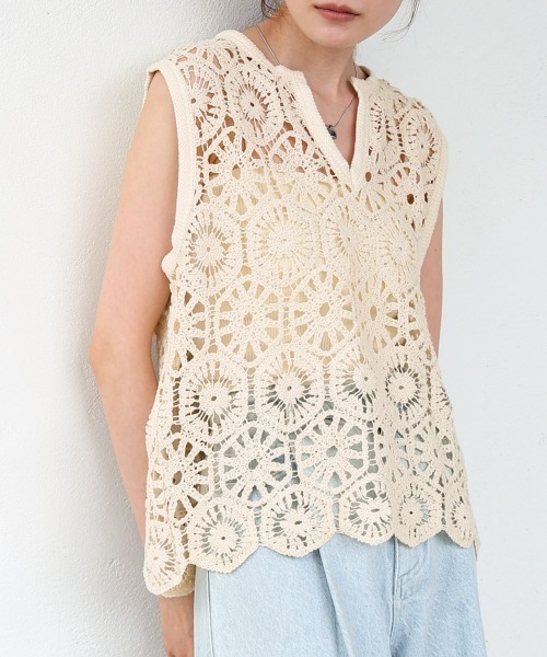 Bab（バブ）の「クロシェベスト（ベスト・レディース・ブラック/アイボリー・FREE）」の19枚目の写真