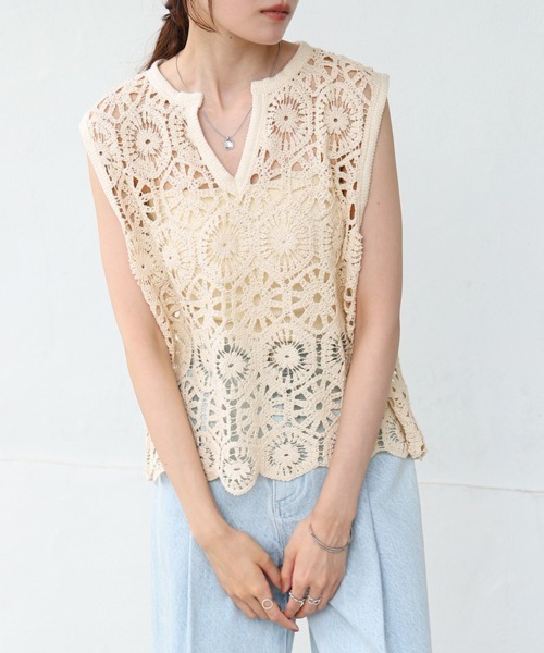 Bab（バブ）の「クロシェベスト（ベスト・レディース・ブラック/アイボリー・FREE）」の15枚目の写真