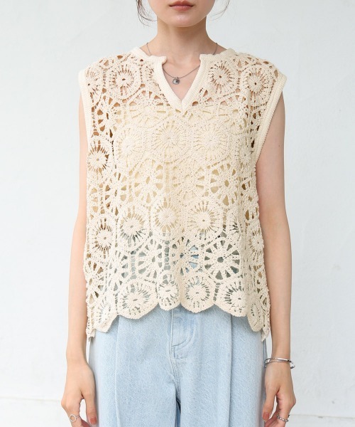 Bab（バブ）の「クロシェベスト（ベスト・レディース・ブラック/アイボリー・FREE）」の11枚目の写真