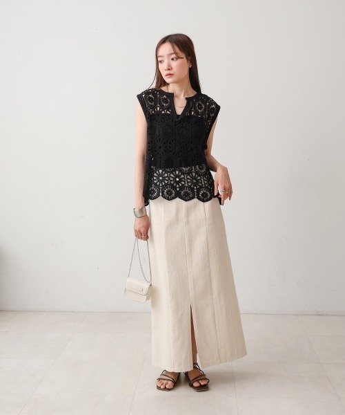 Bab（バブ）の「クロシェベスト（ベスト・レディース・ブラック/アイボリー・FREE）」の3枚目の写真