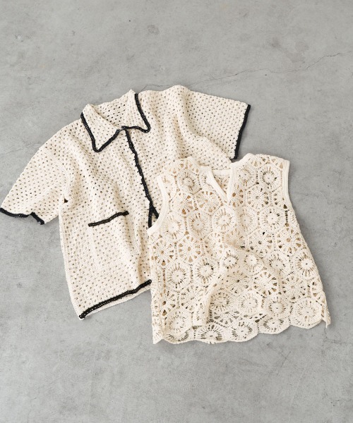 Bab（バブ）の「クロシェベスト（ベスト・レディース・ブラック/アイボリー・FREE）」の6枚目の写真