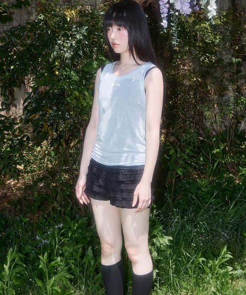 FANCY CLUB(ファンシークラブ)の「FANCY CLUB/ファンシークラブ 3-Way Dot Mesh Layered Sleeveless タンクトップ 秋物 秋服 2026年秋冬(タンクトップ・レディース・ブラウン/スカイブルー・ONE SIZE)」の14枚目の写真