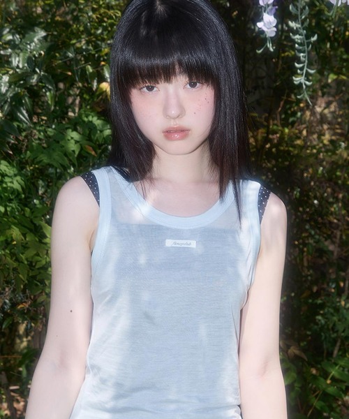 FANCY CLUB(ファンシークラブ)の「FANCY CLUB/ファンシークラブ 3-Way Dot Mesh Layered Sleeveless タンクトップ 秋物 秋服 2026年秋冬(タンクトップ・レディース・ブラウン/スカイブルー・ONE SIZE)」の16枚目の写真