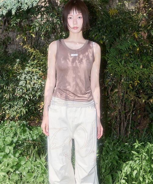 FANCY CLUB(ファンシークラブ)の「FANCY CLUB/ファンシークラブ 3-Way Dot Mesh Layered Sleeveless タンクトップ 秋物 秋服 2026年秋冬(タンクトップ・レディース・ブラウン/スカイブルー・ONE SIZE)」の8枚目の写真