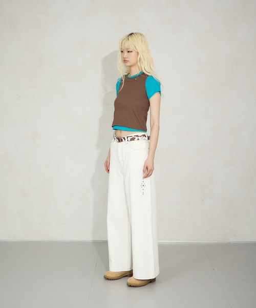 FTW(エフティダブリュー)の「2IN1 STUDS LAYARD TOP(Tシャツ/カットソー・レディース・ホワイト系その他/オフホワイト/ライトブルー・MEDIUM/SMALL)」の15枚目の写真