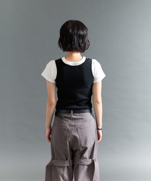 FTW(エフティダブリュー)の「2IN1 STUDS LAYARD TOP(Tシャツ/カットソー・レディース・ホワイト系その他/オフホワイト/ライトブルー・MEDIUM/SMALL)」の9枚目の写真