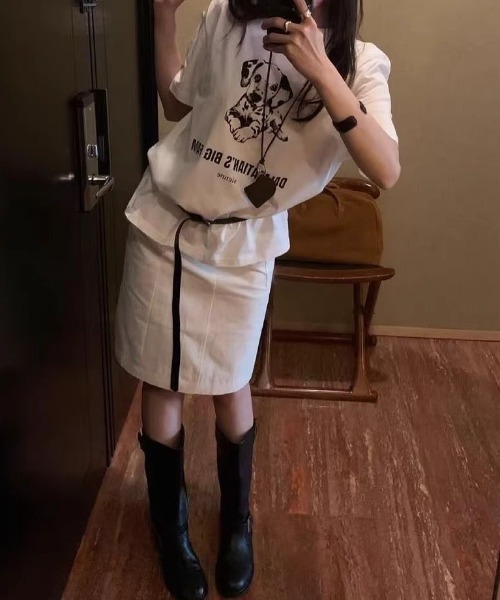Achic(アシック)の「黒猫&犬プリントTシャツ(Tシャツ/カットソー・レディース・ホワイト系その他2/ブラック/ホワイト系その他/ホワイト・M)」の12枚目の写真