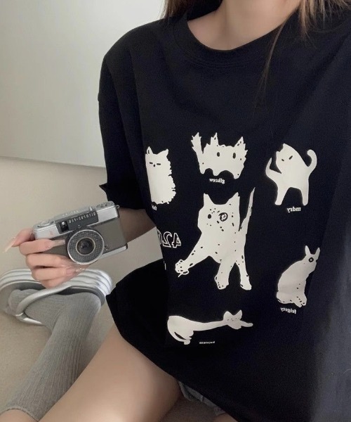 日本未入荷 KUOSE★黒猫プリントTシャツ lightweight_fb9f2e38ad.png