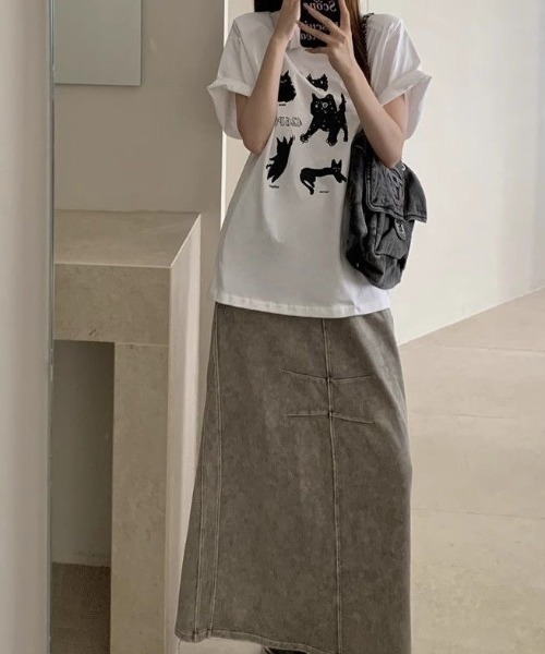 Achic(アシック)の「黒猫&犬プリントTシャツ(Tシャツ/カットソー・レディース・ホワイト系その他2/ブラック/ホワイト系その他/ホワイト・M)」の22枚目の写真