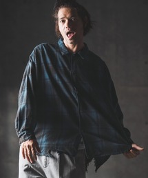 GLIMCLAP | ms6162-Ripped viyella plaid shirt チェックシャツ(シャツ/ブラウス)
