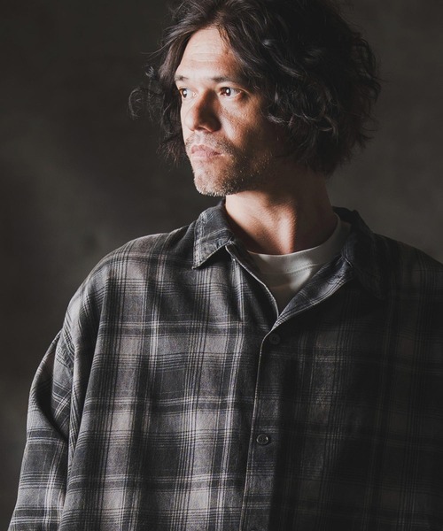 GLIMCLAP(グリムクラップ)の「ms6162-Ripped viyella plaid shirt チェックシャツ(シャツ/ブラウス・メンズ・ブルー/ブラック・S/M/L)」の4枚目の写真