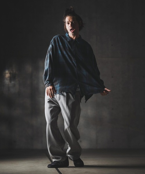 GLIMCLAP(グリムクラップ)の「ms6162-Ripped viyella plaid shirt チェックシャツ(シャツ/ブラウス・メンズ・ブルー/ブラック・S/M/L)」の16枚目の写真