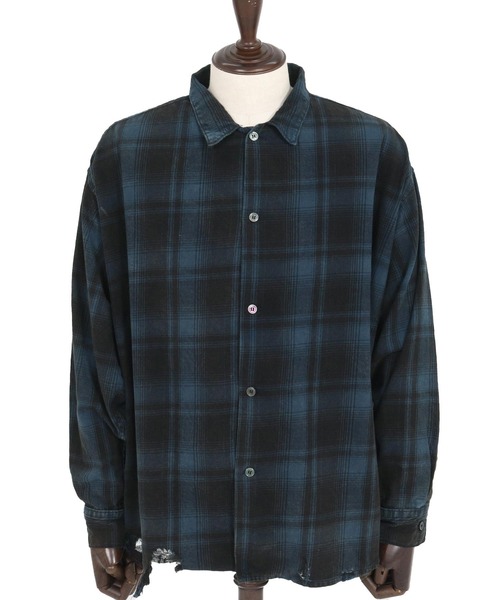 GLIMCLAP(グリムクラップ)の「ms6162-Ripped viyella plaid shirt チェックシャツ(シャツ/ブラウス・メンズ・ブルー/ブラック・S/M/L)」の17枚目の写真