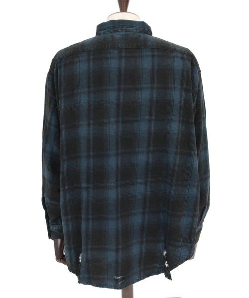 GLIMCLAP(グリムクラップ)の「ms6162-Ripped viyella plaid shirt チェックシャツ(シャツ/ブラウス・メンズ・ブルー/ブラック・S/M/L)」の18枚目の写真