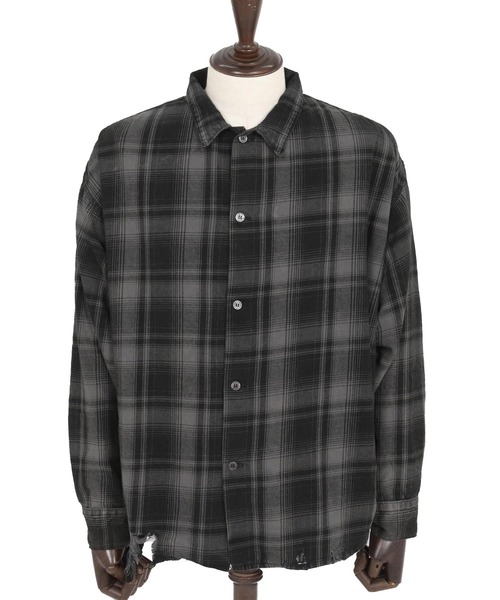 GLIMCLAP(グリムクラップ)の「ms6162-Ripped viyella plaid shirt チェックシャツ(シャツ/ブラウス・メンズ・ブルー/ブラック・S/M/L)」の19枚目の写真