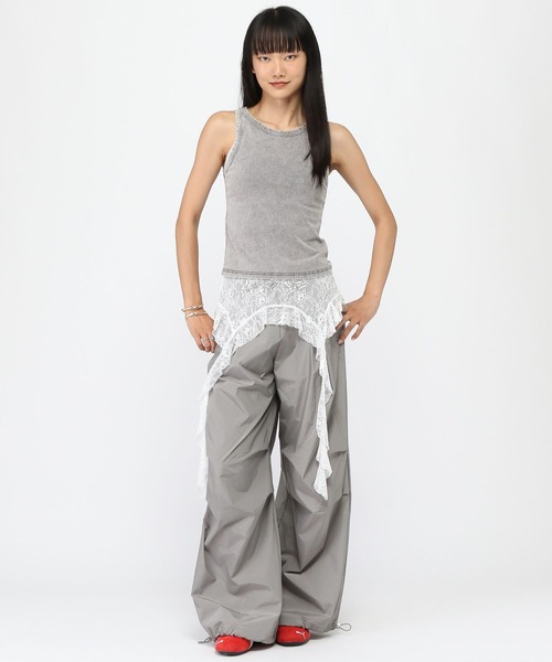 3.3 Field Trip （3.3フィールドトリップ）の「3.3 Field Trip／レースフリルナイロンパンツ（その他パンツ・レディース・ブラック/グレー・FREE）」の3枚目の写真