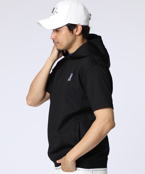 Psycho Bunny（サイコバニー）の「[GOLF]フォントロゴ総柄ジャガード 半袖フーディ（パーカー・メンズ・ホワイト/パープル/ブラック・MEDIUM/LARGE/X-LARGE）」の18枚目の写真