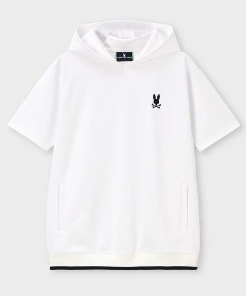 Psycho Bunny（サイコバニー）の「[GOLF]フォントロゴ総柄ジャガード 半袖フーディ（パーカー・メンズ・ホワイト/パープル/ブラック・MEDIUM/LARGE/X-LARGE）」の20枚目の写真