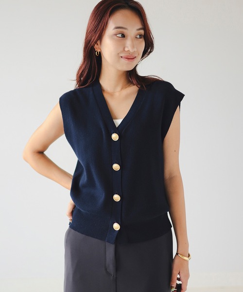 B:MING by BEAMS（ビーミングバイビームス）の「ノースリーブ ニット ベスト（ベスト・レディース・ネイビー/グレー・ONE SIZE）」の6枚目の写真