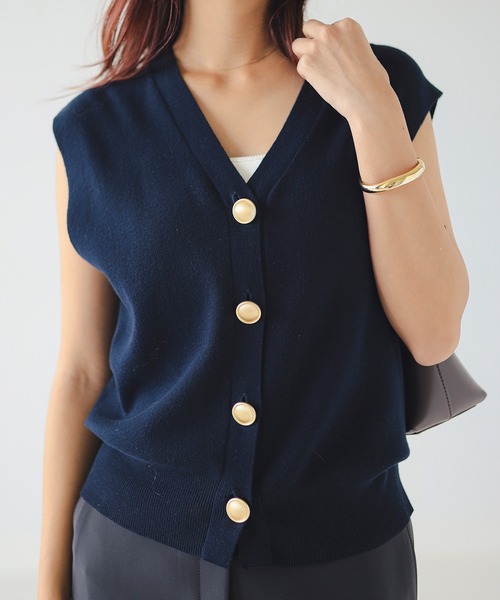 B:MING by BEAMS（ビーミングバイビームス）の「ノースリーブ ニット ベスト（ベスト・レディース・ネイビー/グレー・ONE SIZE）」の8枚目の写真