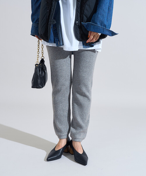 FREAK'S STORE(フリークスストア)の「限定展開 リブ ニットジョガーパンツ(その他パンツ・レディース・ブラック/オフホワイト/ライトグレー/チャコールグレー・フリ-)」の8枚目の写真