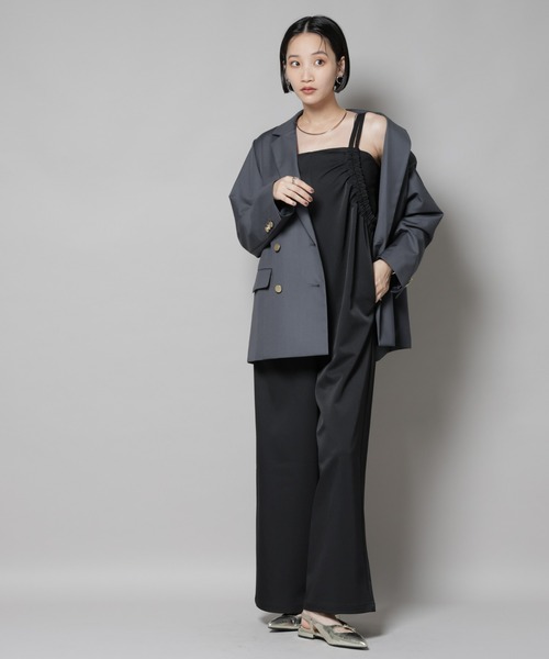 NANO universe(ナノユニバース)の「ギャザーデザインサロペットパンツ(サロペット/オーバーオール・レディース・ブラック/ライトベージュ/モカ・FREE)」の21枚目の写真