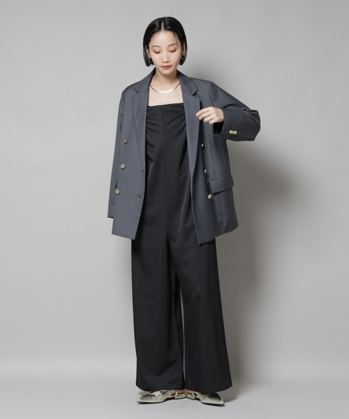 NANO universe(ナノユニバース)の「ギャザーデザインサロペットパンツ(サロペット/オーバーオール・レディース・ブラック/ライトベージュ/モカ・FREE)」の22枚目の写真