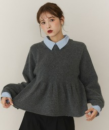 シャツドッキングペプラムニット