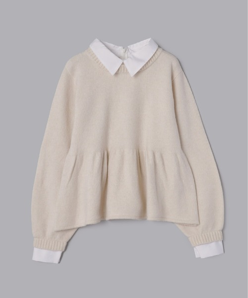 シャツドッキングペプラムニット（ニット/セーター）｜Olu