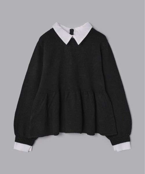 シャツドッキングペプラムニット（ニット/セーター）｜Olu