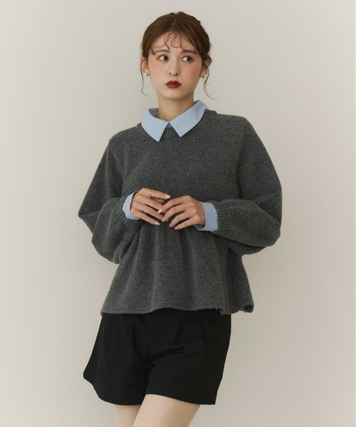 フィットモア ドットチュールドッキングペプラムニット グレー 2025年