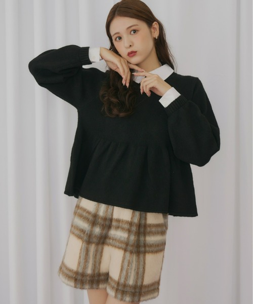 Olu. オルドット　シャツドッキングペプラムニット シャツドッキングペプラムニット（ニット/セーター）｜Olu