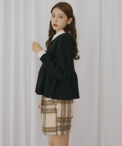 シャツドッキングペプラムニット（ニット/セーター）｜Olu