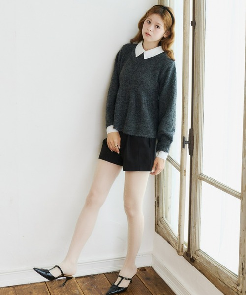 Olu.(オルドット)の「シャツドッキングペプラムニット(ニット/セーター・レディース・ベージュ/グレー/ブラック・FREE)」の20枚目の写真