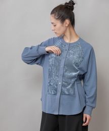 Munich（ミューニック）の「ウールミックスジャージ×メッシュベロアドッキングシャツ（シャツ/ブラウス）」